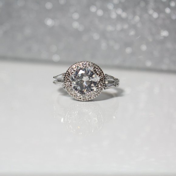 🌸Sterling Silver Solitaire Halo Victorian Antique Diamond Ring  Size 7 - Picture 8 of 9